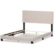 Bowery Hill Contemporary Tufted Full Low Profile Bed in Light Beige