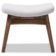 Bowery Hill Mid-Century Upholstered Ottoman in Gray and Walnut Brown