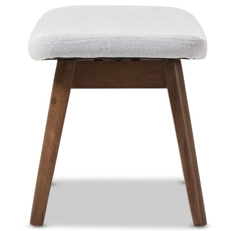 Bowery Hill Mid-Century Upholstered Ottoman in Gray and Walnut Brown