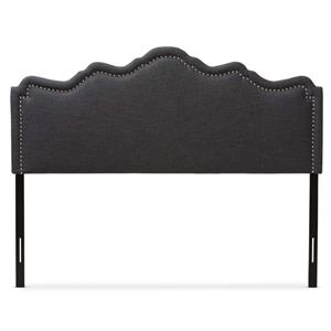 Bowery Hill Contemporary Fabric Upholstered Queen Headboard in Dark Gray