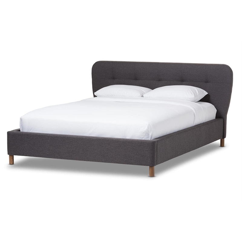 Bowery Hill Modern King Platform Bed in Dark Gray