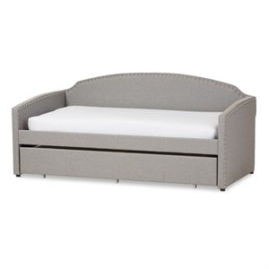 bowery hill upholstered sofa twin daybed in gray fabric linen