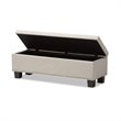 Bowery Hill Contemporary Storage Ottoman Bench in Beige Fabric