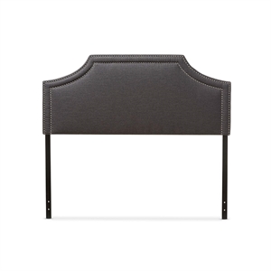Bowery Hill Cut-Out Shape Contemporary Fabric Upholstered Full Headboard in Gray