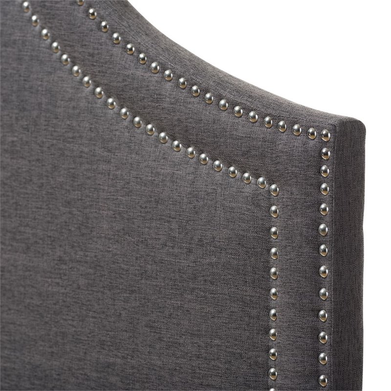 Bowery Hill Fabric Upholstered Queen Headboard with Wood Frame in Gray