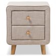 Bowery Hill Modern 2 Drawer Linen Upholstered Nightstand in Beige