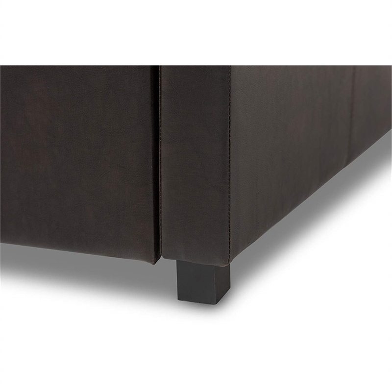 Bowery Hill Modern Faux Leather Twin Daybed with Trundle in Brown