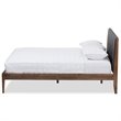 Bowery Hill Mid-century Fabric King Platform Bed in Gray/Walnut Brown