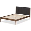 Bowery Hill Mid-century Fabric King Platform Bed in Gray/Walnut Brown