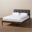 Bowery Hill Mid-century Queen Platform Bed in Gray and Walnut Brown