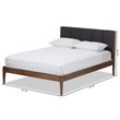 Bowery Hill Mid-century Queen Platform Bed in Gray and Walnut Brown