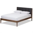 Bowery Hill Mid-century Queen Platform Bed in Gray and Walnut Brown