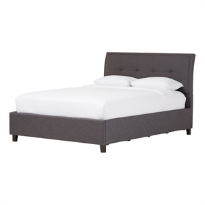 Bowery Hill Modern Upholstered Fabric Queen Platform Bed in Dark Gray