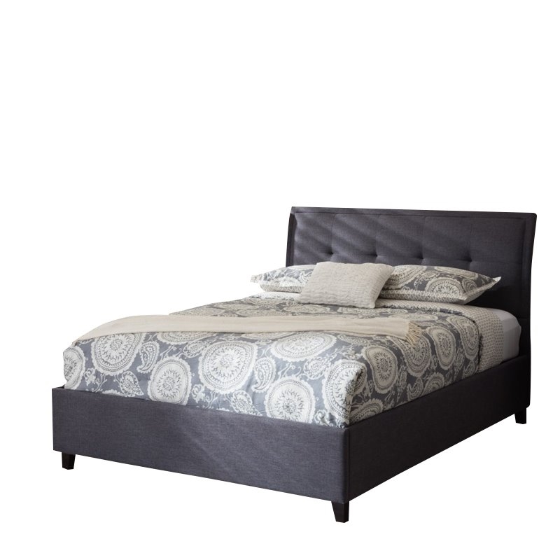 Bowery Hill Modern Upholstered Fabric Queen Platform Bed in Dark Gray