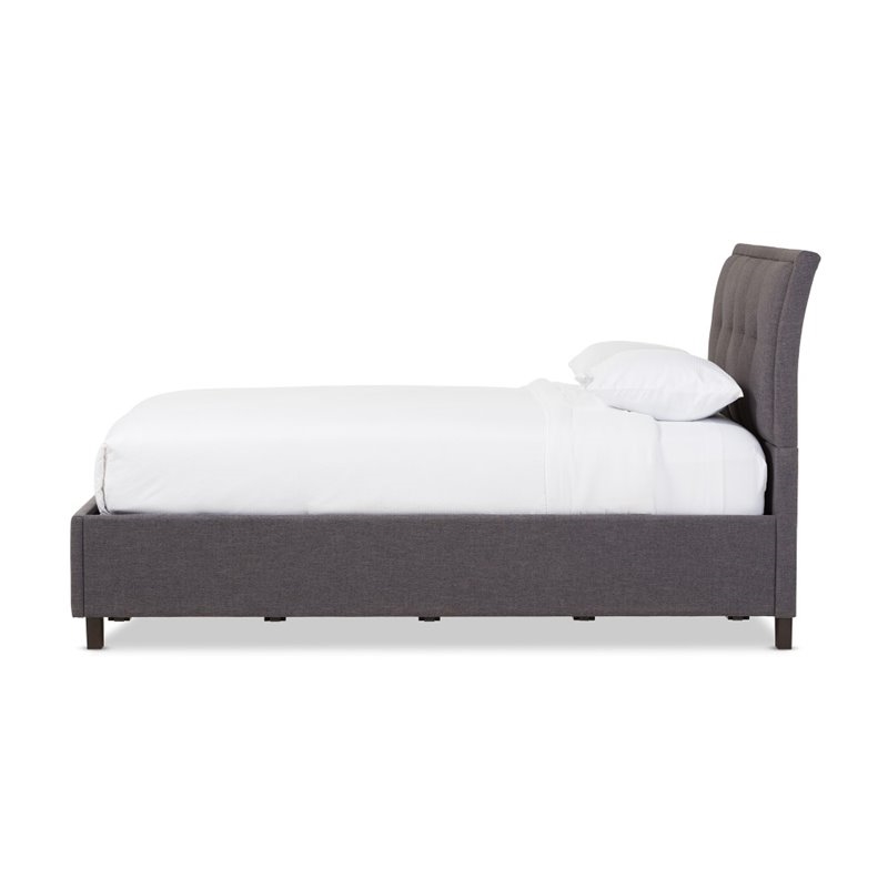 Bowery Hill Modern Upholstered Fabric Queen Platform Bed in Dark Gray