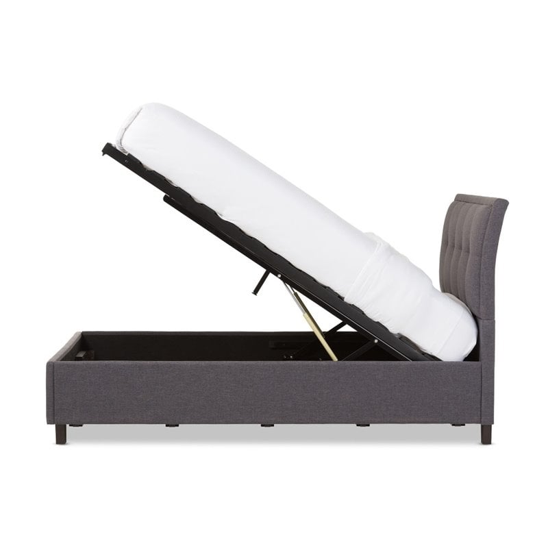 Bowery Hill Modern Upholstered Fabric Queen Platform Bed in Dark Gray