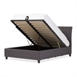 Bowery Hill Modern Upholstered Fabric Queen Platform Bed in Dark Gray