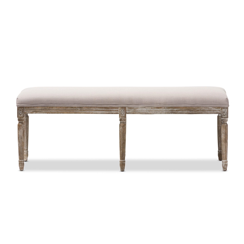 Bowery Hill Birch Traditional Frame Bench in Beige and Brown