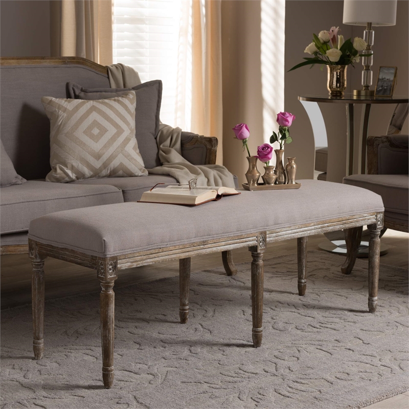 Bowery Hill Birch Traditional Frame Bench in Beige and Brown