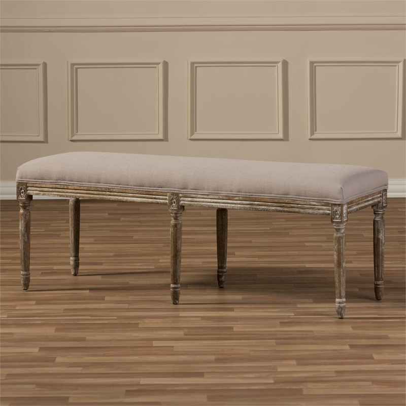 Bowery Hill Birch Traditional Frame Bench in Beige and Brown