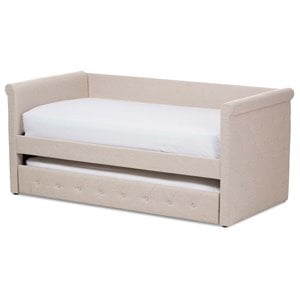 bowery hill modern fabric modern daybed with trundle in beige