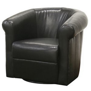 bowery hill contemporary faux leather club chair in black brown