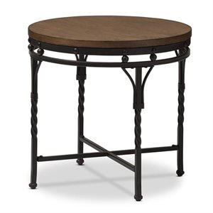 bowery hill vintage industrial metal end table in antique bronze