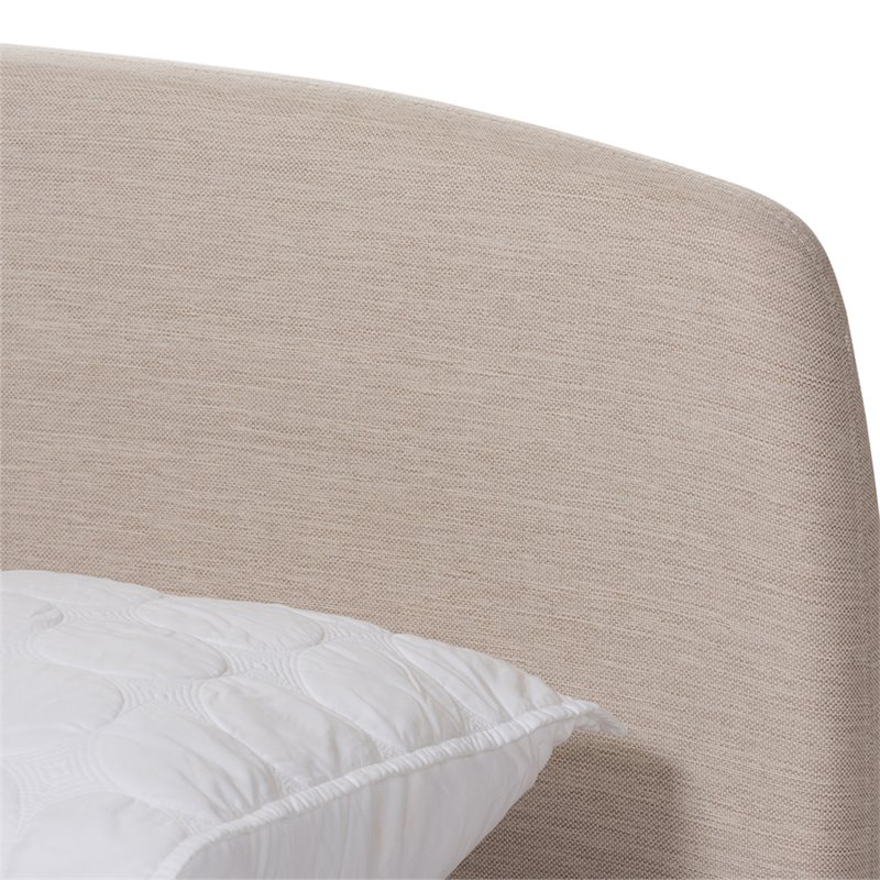 Bowery Hill Mid-Century Upholstered Full Platform Bed in Light Beige