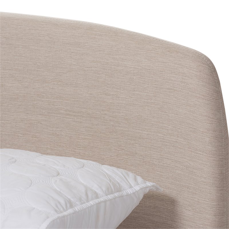 Bowery Hill Mid-Century Upholstered King Platform Bed in Light Beige