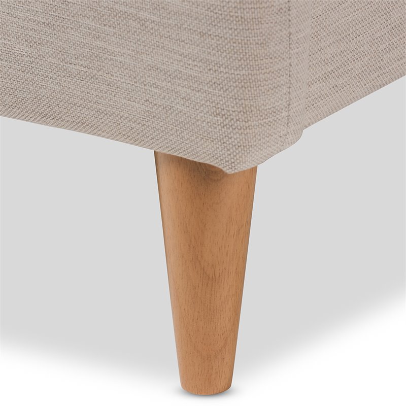 Bowery Hill Mid-Century Upholstered King Platform Bed in Light Beige