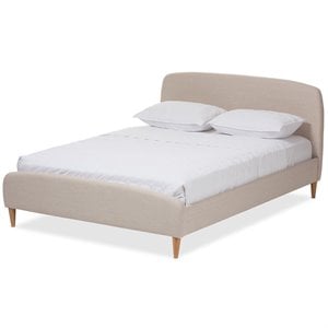 Bowery Hill Upholstered Light Beige Platform Bed Rectangular Foam Filled 80.31&quot x 85.83&quot Assembly Required