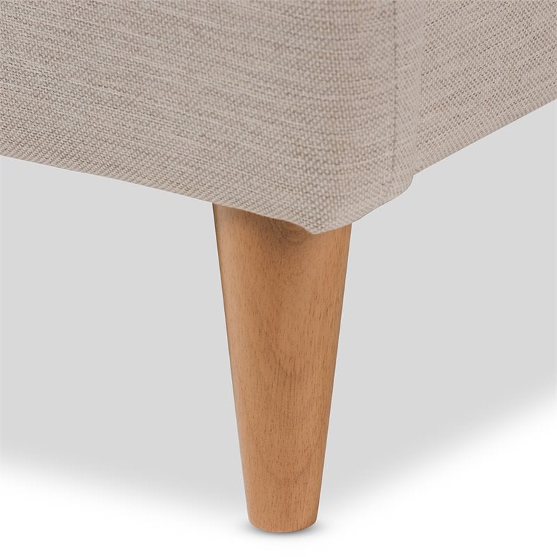 Bowery Hill Mid-Century Upholstered Queen Platform Bed in Light Beige