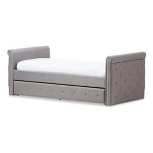 bowery hill contemporary fabric upholstered twin daybed in gray