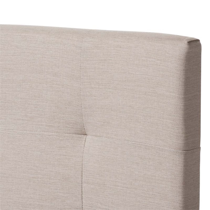 Bowery Hill Modern Upholstered Fabric Twin Panel Bed in Beige