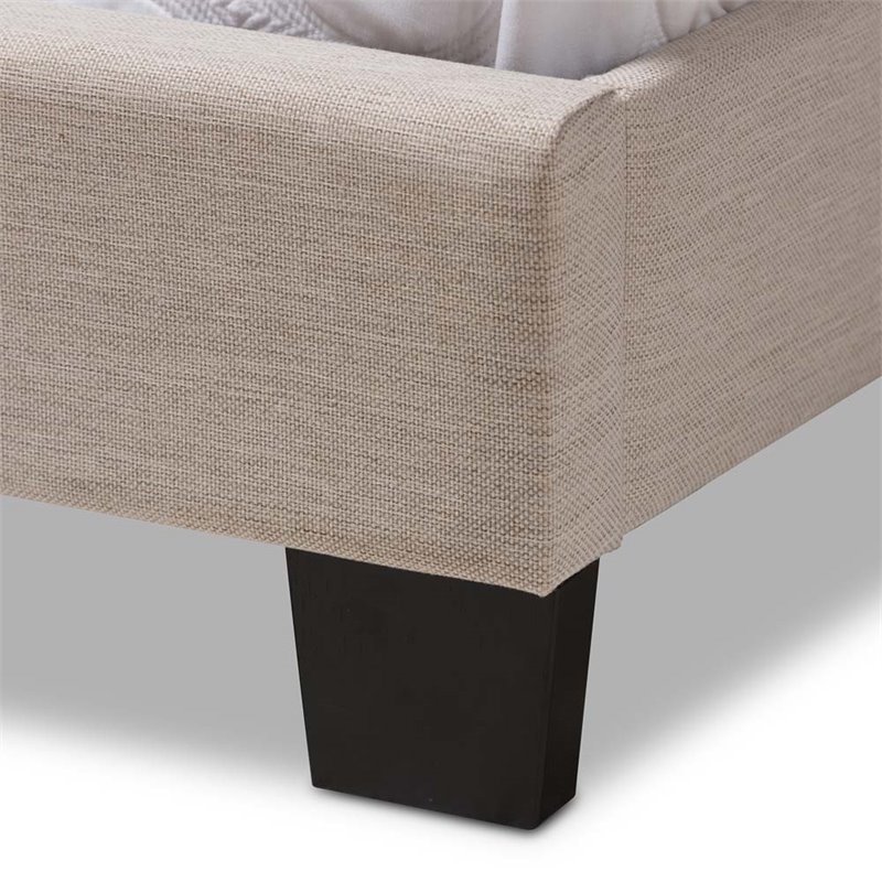 Bowery Hill Modern Upholstered Fabric Twin Panel Bed in Beige
