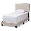 Bowery Hill Modern Upholstered Fabric Twin Panel Bed in Beige
