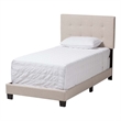 Bowery Hill Modern Upholstered Fabric Twin Panel Bed in Beige