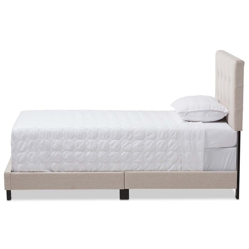 Bowery Hill Modern Upholstered Fabric Twin Panel Bed in Beige