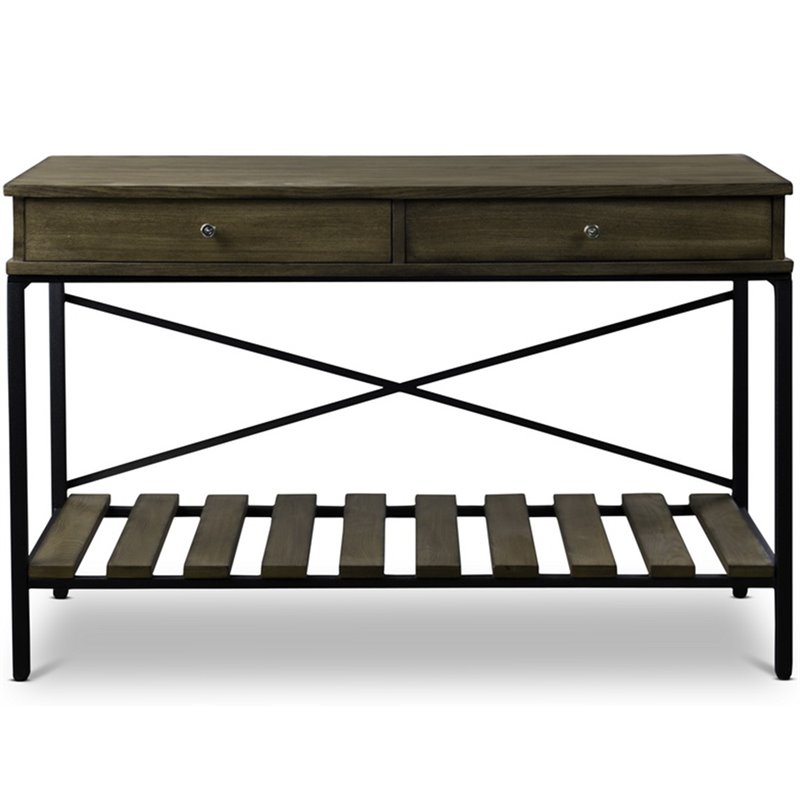 Bowery Hill Contemporary Metal Console Table in Brown and Black