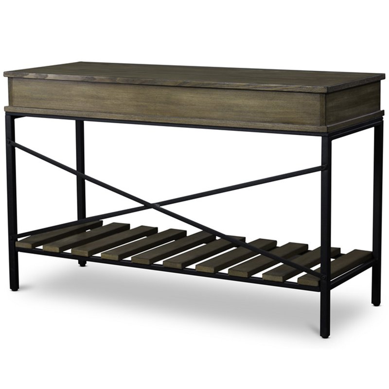 Bowery Hill Contemporary Metal Console Table in Brown and Black