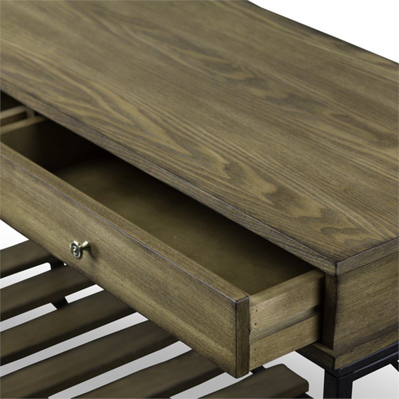 Bowery Hill Contemporary Metal Console Table in Brown and Black