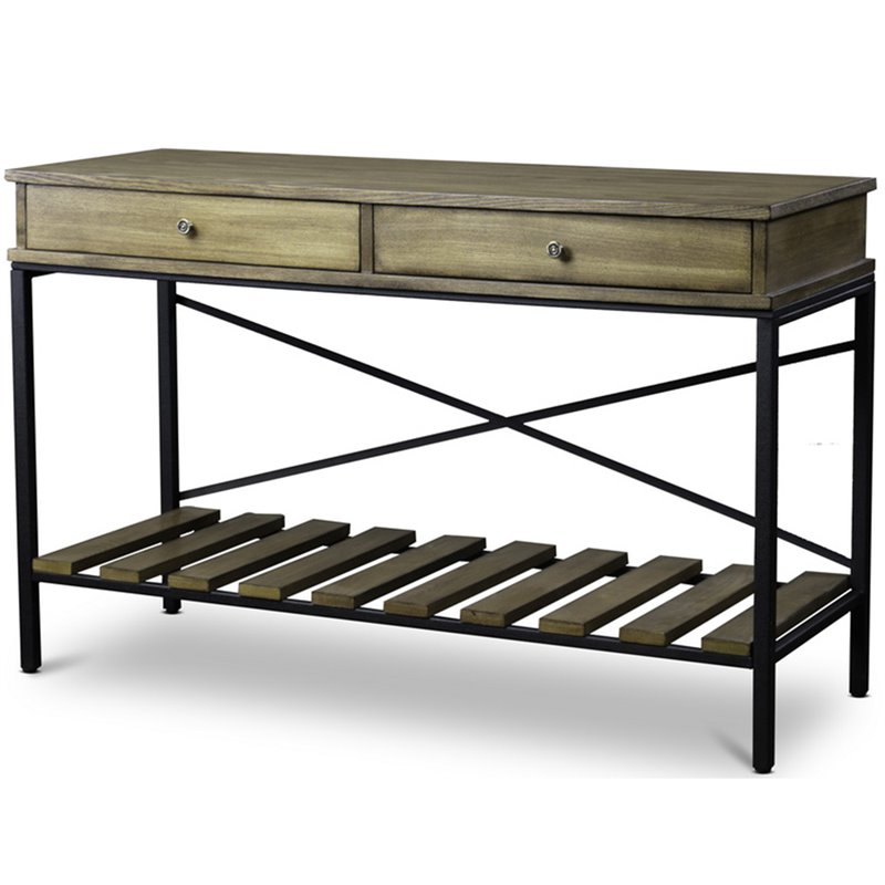 Bowery Hill Contemporary Metal Console Table in Brown and Black