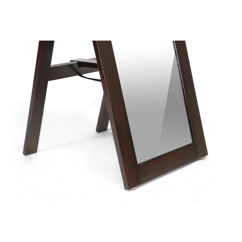 Bowery Hill Contemporary Freestanding Glass Mirror in Dark Brown
