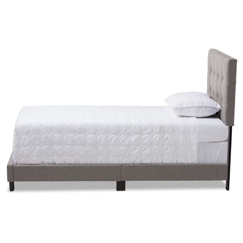 Bowery Hill Contemporary Upholstered Twin Panel Bed in Gray Fabric
