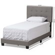 Bowery Hill Contemporary Upholstered Twin Panel Bed in Gray Fabric