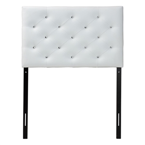 Bowery Hill Faux Leather Upholstered Twin Headboard w/ Hardwood Frame in White