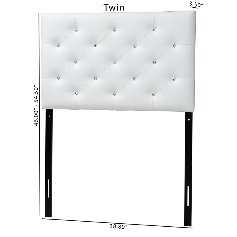 Bowery Hill Faux Leather Upholstered Twin Headboard w/ Hardwood Frame in White