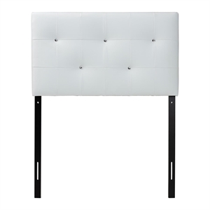 Bowery Hill Contemporary Faux Leather Upholstered Twin Headboard in White