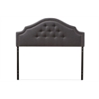 Bowery Hill Fabric Upholstered Full Headboard with Silver Nail Heads in Gray