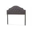 Bowery Hill Fabric Upholstered Full Headboard with Silver Nail Heads in Gray